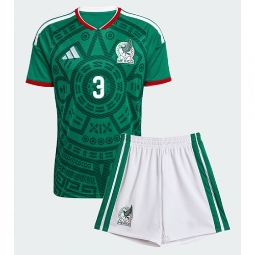 Mexiko Cesar Montes #3 Hemmaställ Barn VM 2026 Kortärmad (+ Korta byxor)